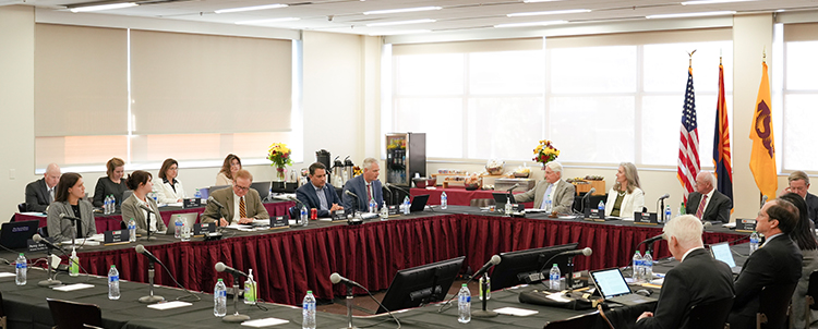 A photo at an Arizona Board of Regents meeting