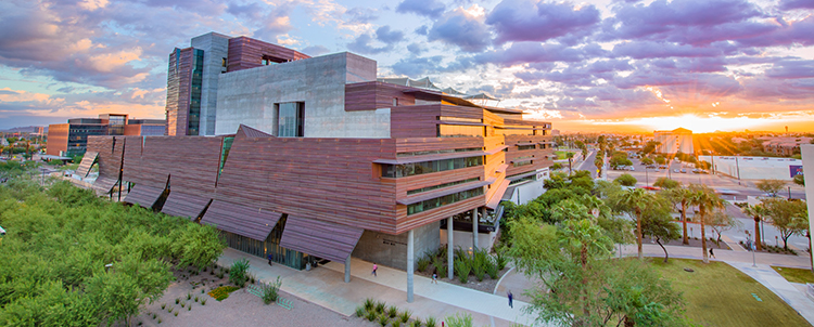 Photo of the Phoenix Biomedical Campus at sunrise. 